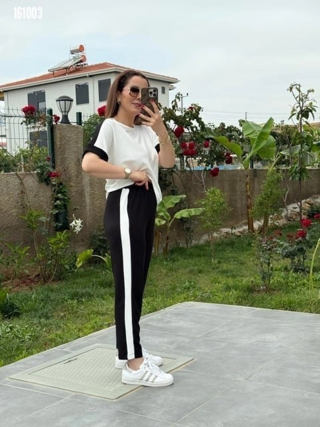 Pileli Store Kadın Kısa Kollu Modal Dokulu Kumaş Yanı Şeritli Takım görsel 2