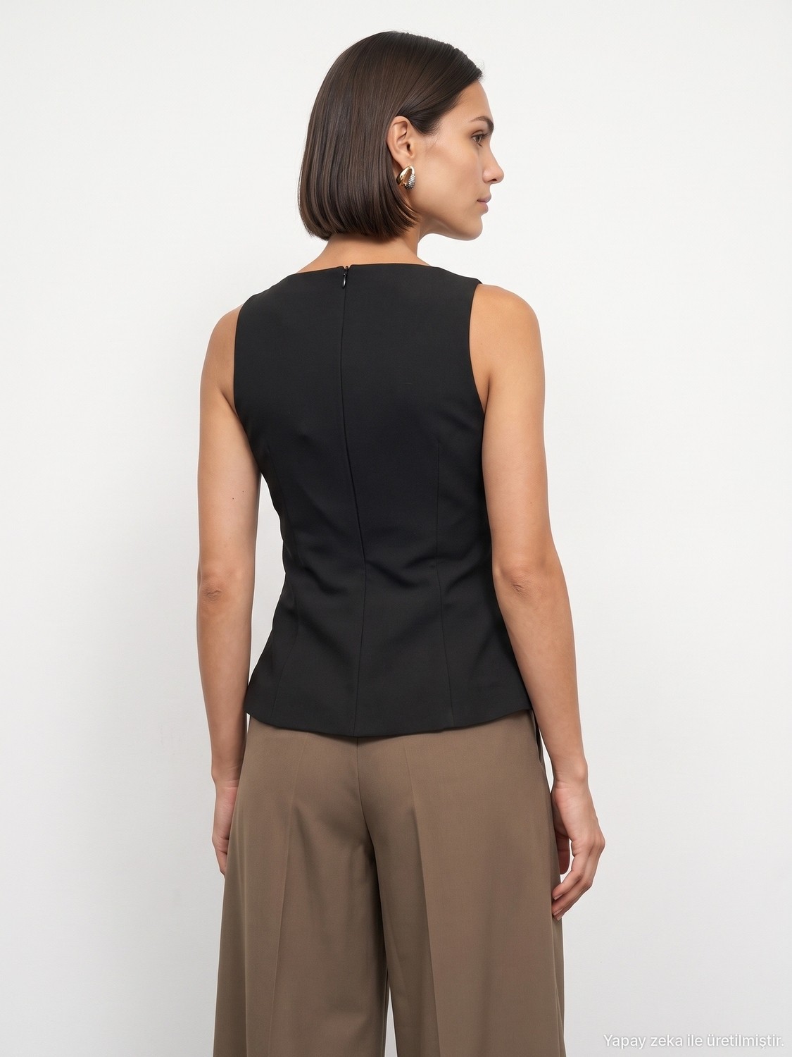 Dilvin 60628 Peplum Kesim Bisiklet Yaka Yelek-Siyah görsel 2