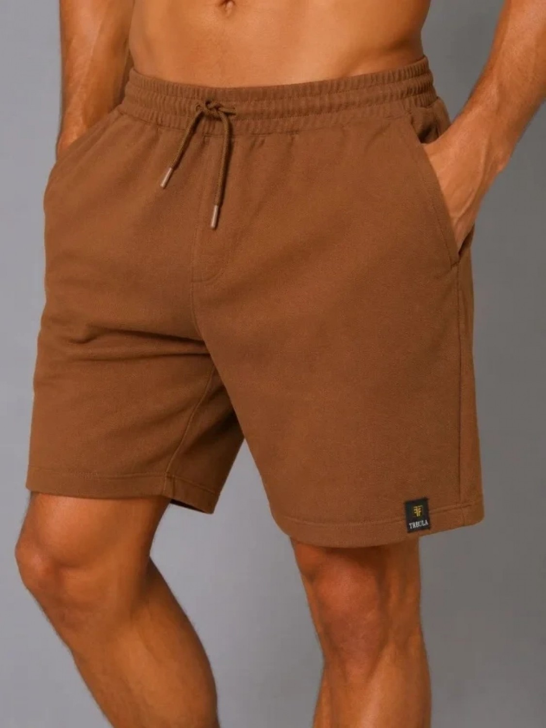 Pileli Store Erkek Dokuma Kumaş Cepli Bağcıklı Regular Fit Yazlık Şort - Kahverengi