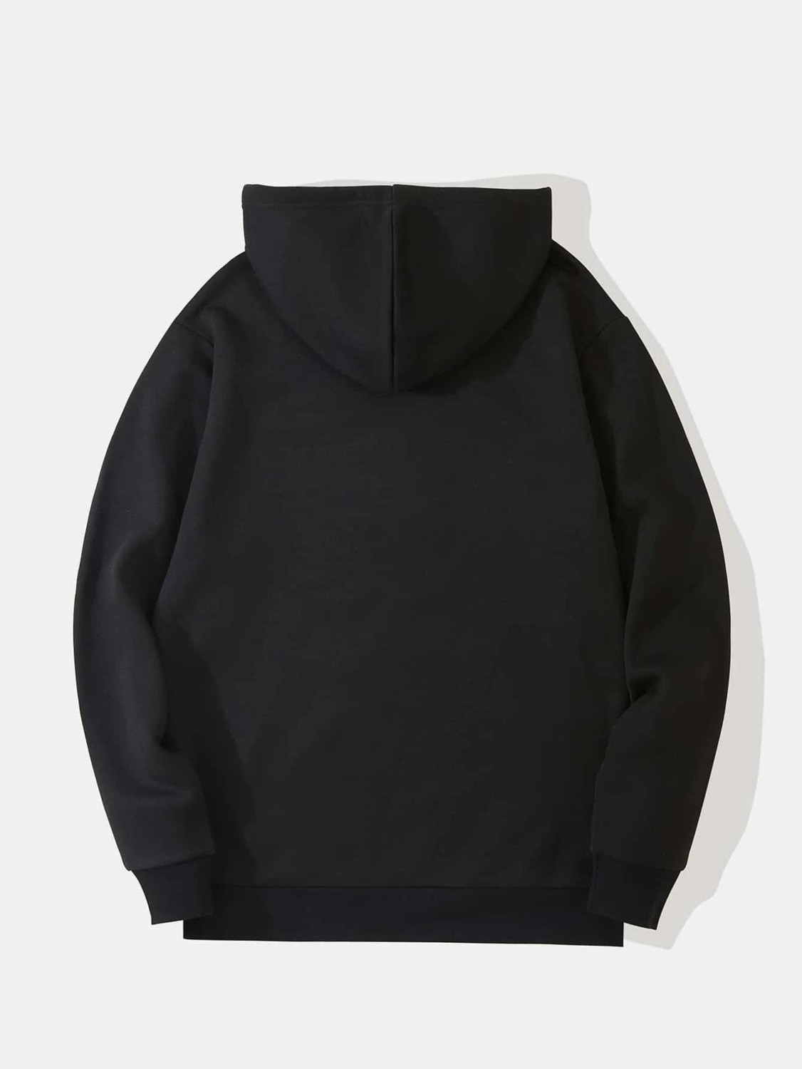 Softway Unisex Basic Düz Renk Kapüşonlu Içi Yumuşak Polarlı Oversize Sweatshirt - Siyah görsel 2