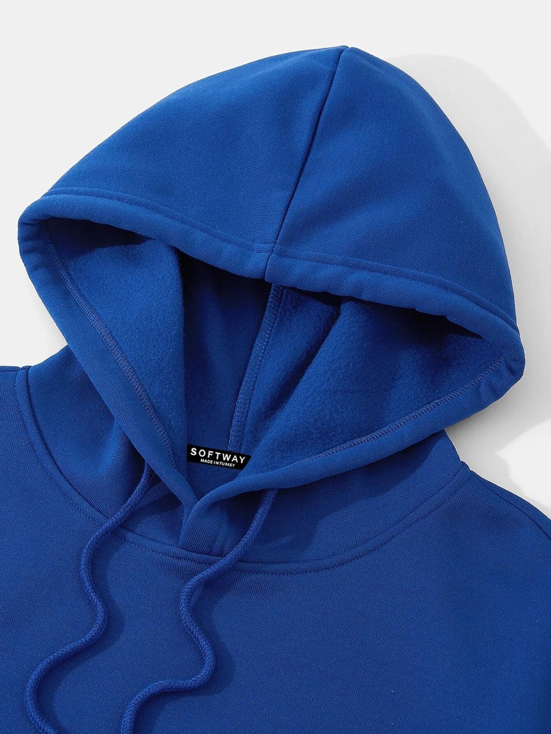 Softway Unisex Basic Düz Renk Kapüşonlu Içi Yumuşak Polarlı Oversize Sweatshirt - Siyah görsel 7