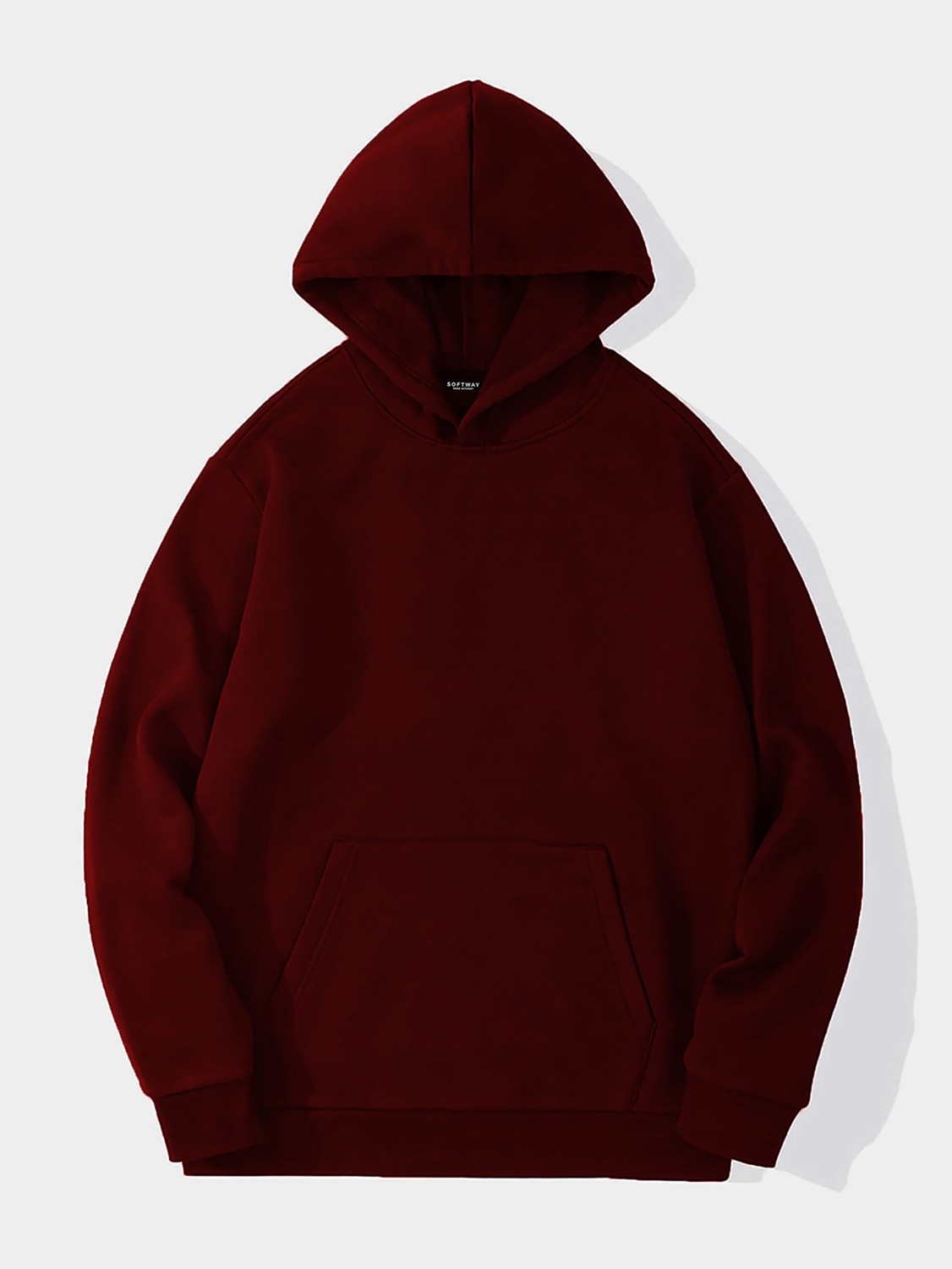 Softway Unisex Basic Düz Renk Kapüşonlu Içi Yumuşak Polarlı Oversize Sweatshirt - Siyah