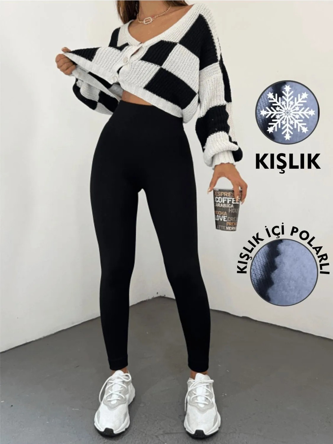 Balta Collection Kadın Siyah Kışlık Içi Polarlı Yüksek Bel Toparlayıcı Korseli Interlok Çelik Örme Tayt Iç Göstermez görsel 4