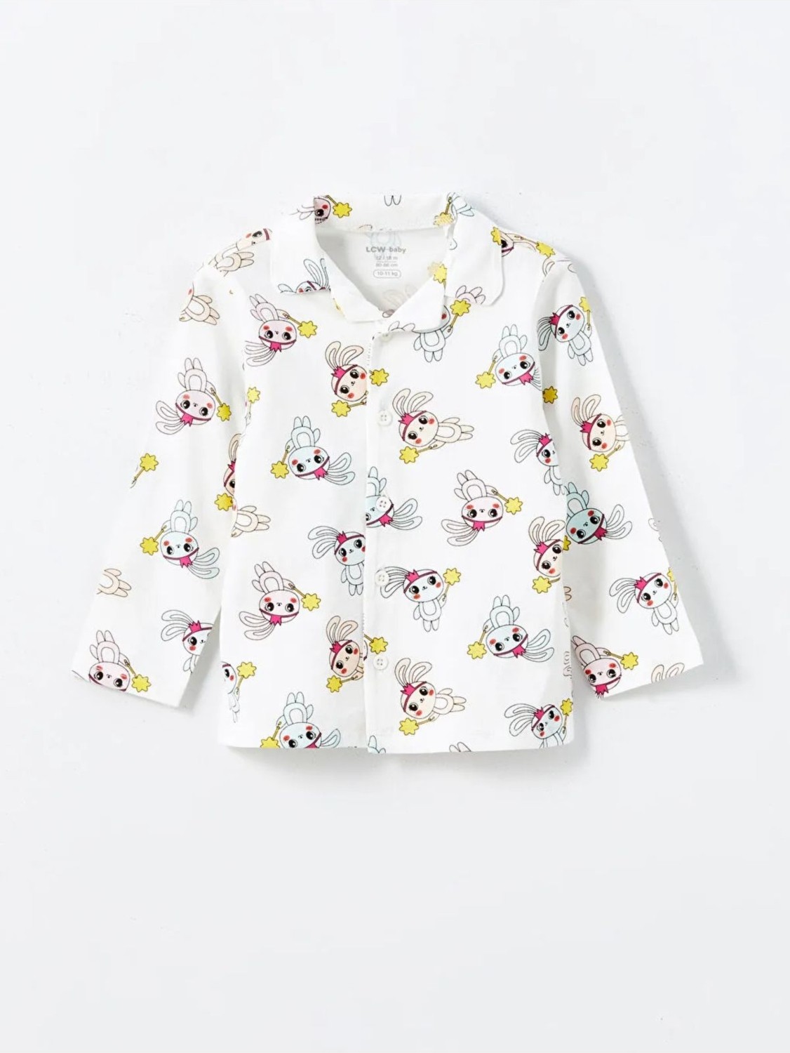 LC Waikiki Lcw Baby Ekru Gömlek Yaka Baskılı Kız Bebek Pijama Takım T T görsel 2