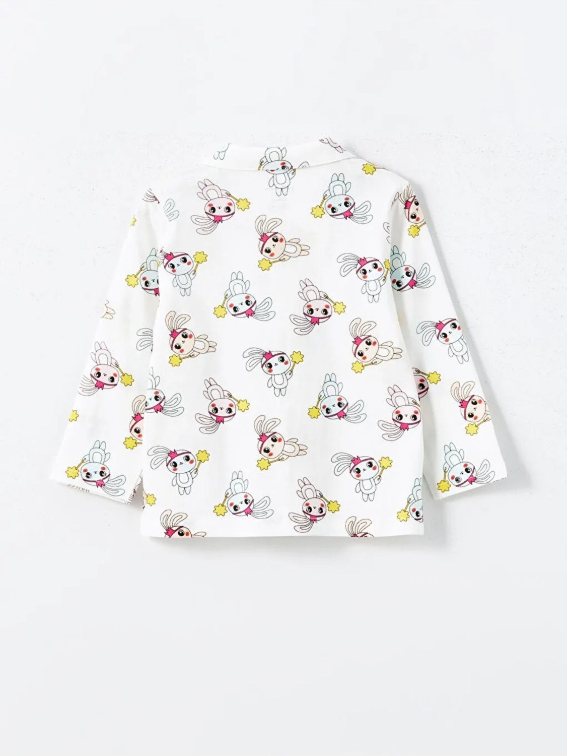 LC Waikiki Lcw Baby Ekru Gömlek Yaka Baskılı Kız Bebek Pijama Takım T T görsel 5