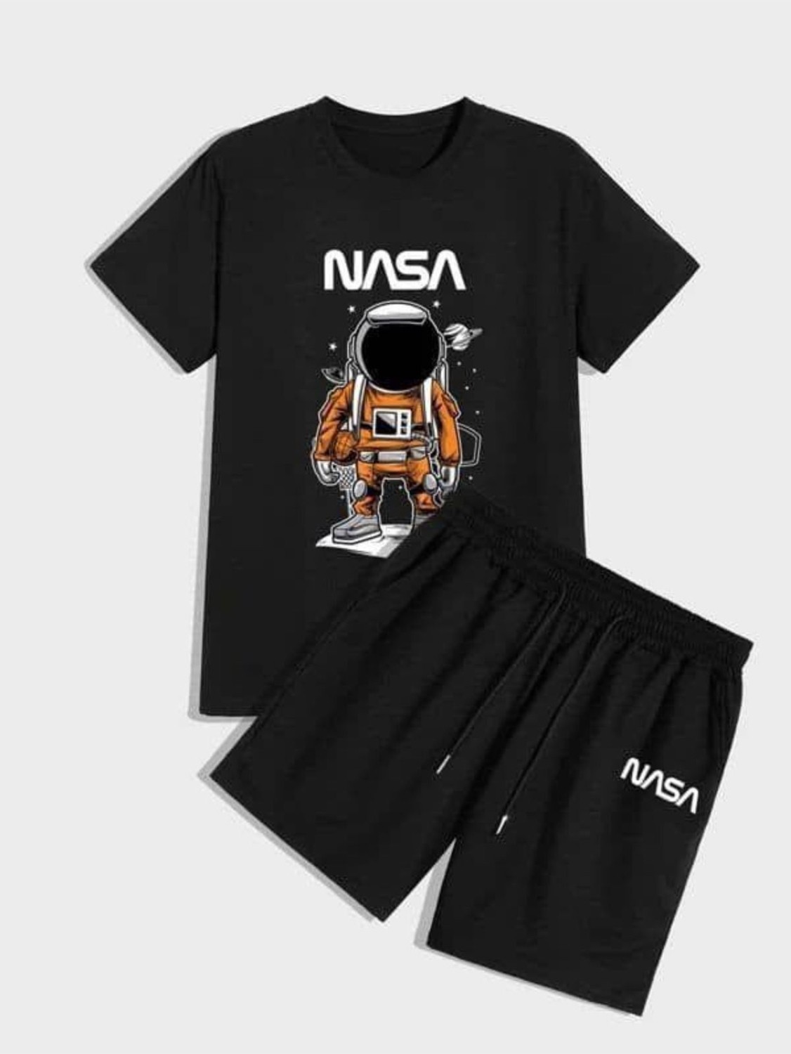 Yoho Sport Unısex Nasa Astronot Baskılı Tişört Şort Takımı