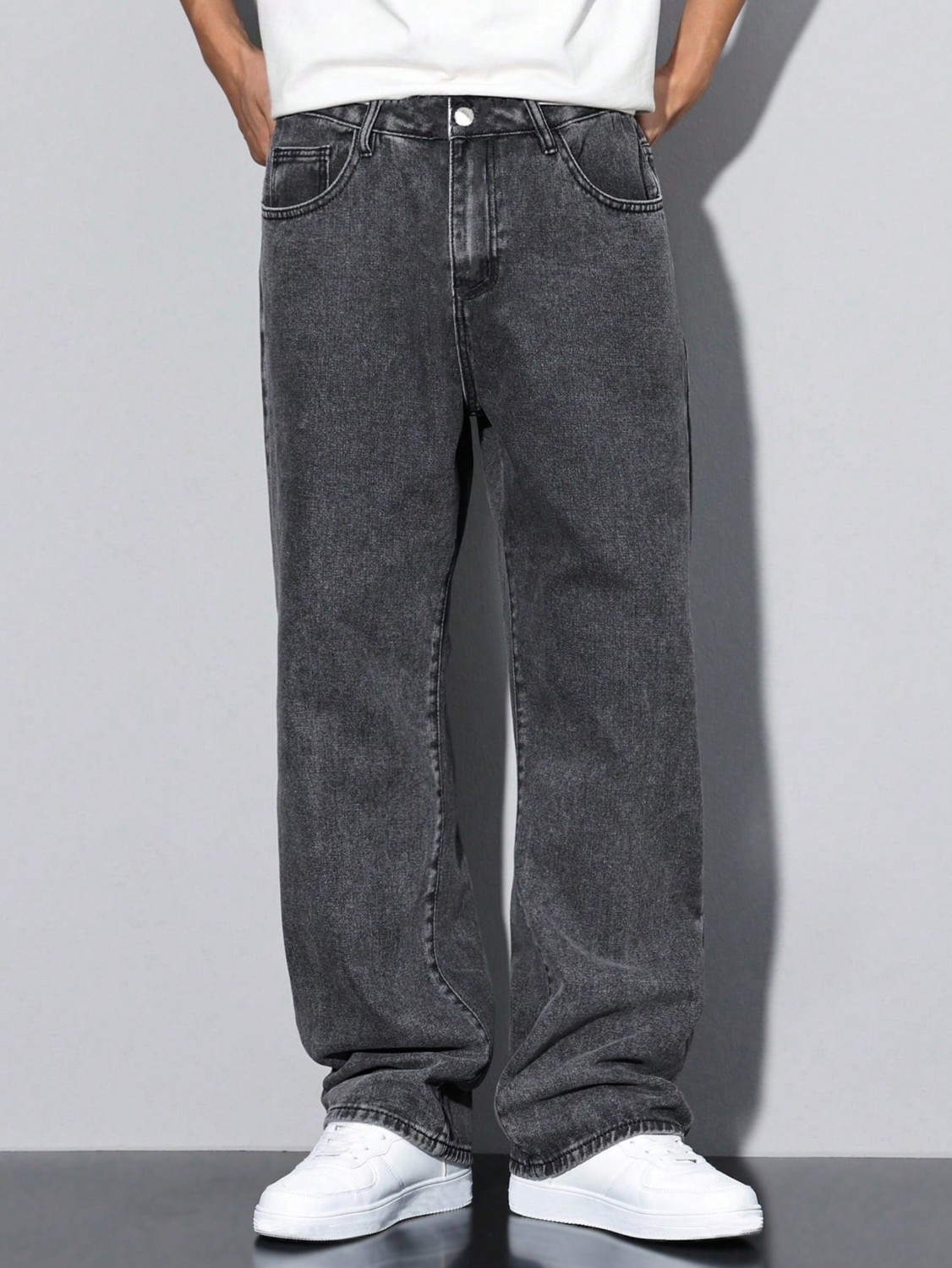 Wkm Erkek Casual Baggy Denim Jean Kot Pantolon görsel 2