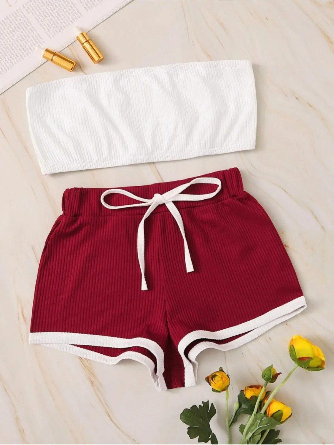 Losebro Baby Girl Bordo Şort Takımı