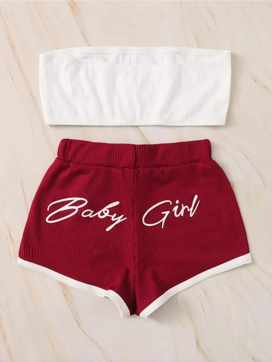 Losebro Baby Girl Bordo Şort Takımı görsel 4