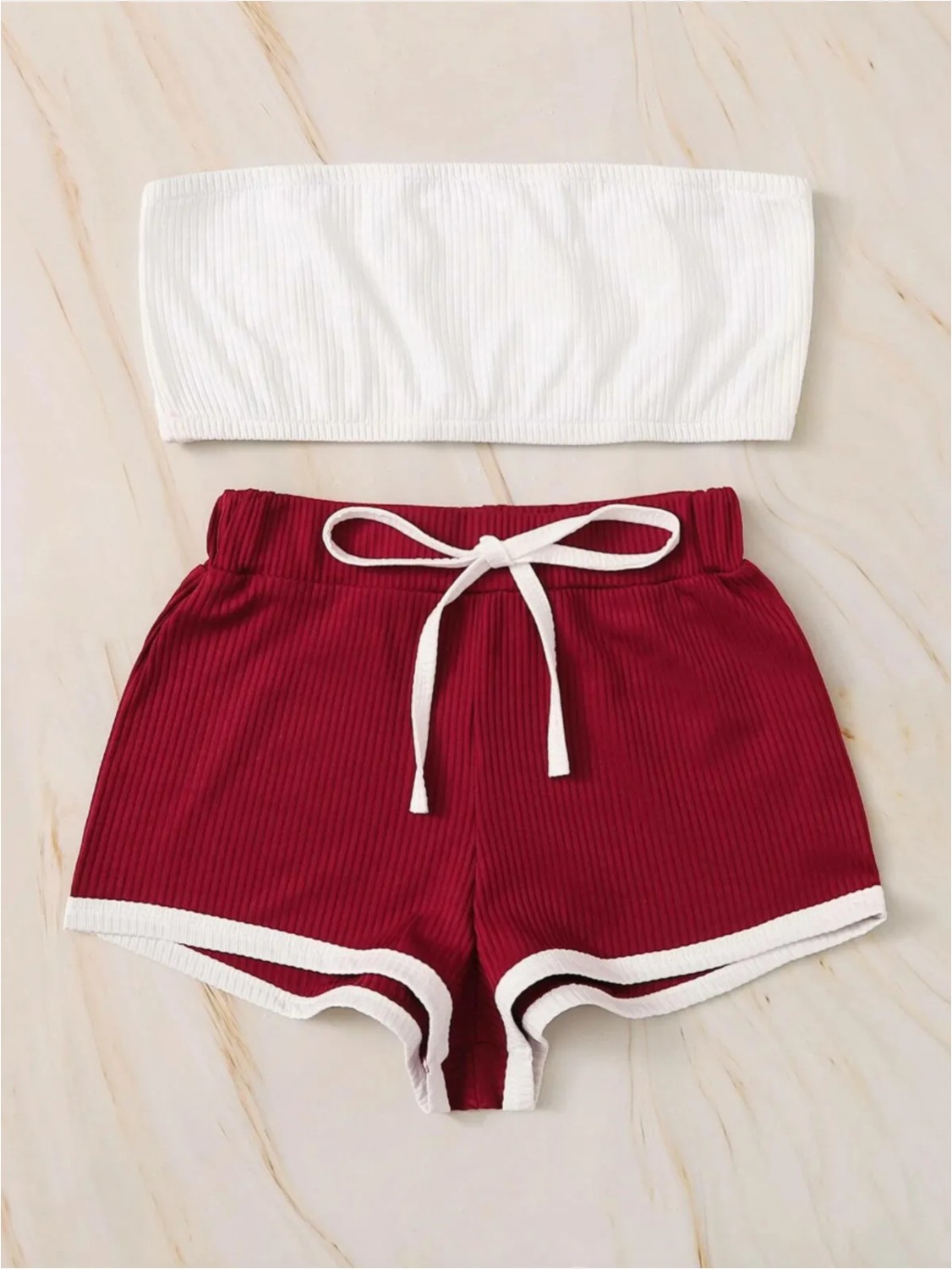Losebro Baby Girl Bordo Şort Takımı görsel 5