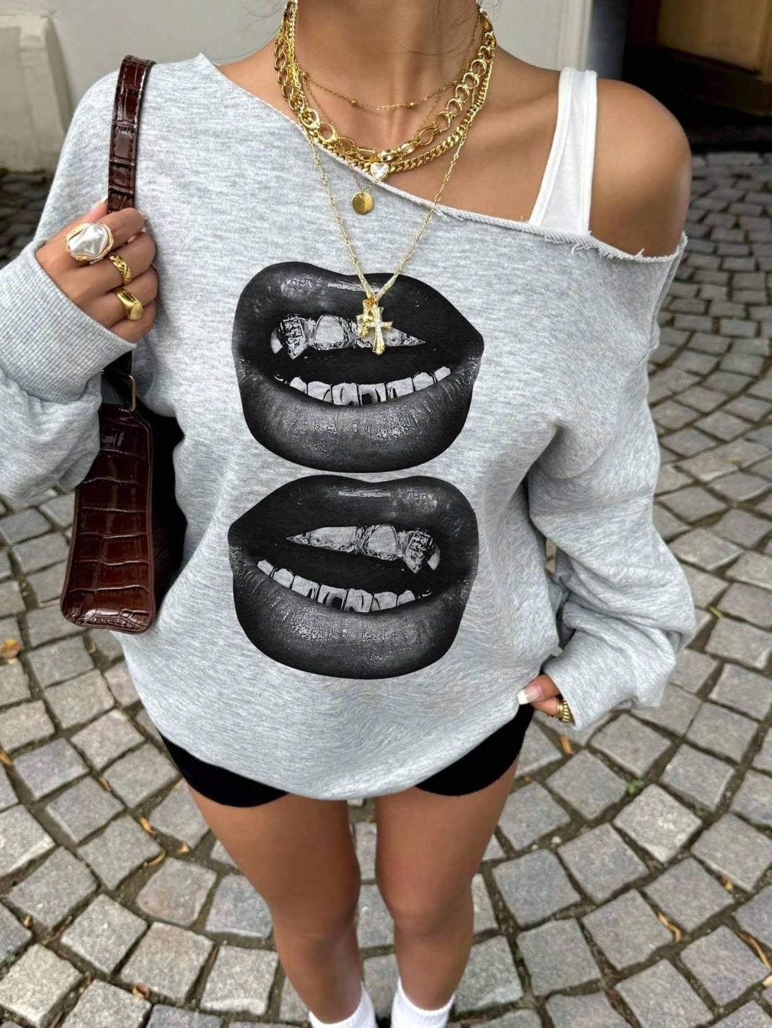 Afri Kadın Düz Ekru Oversize Sweatshirt Sokak Stili, Rahat Kesim