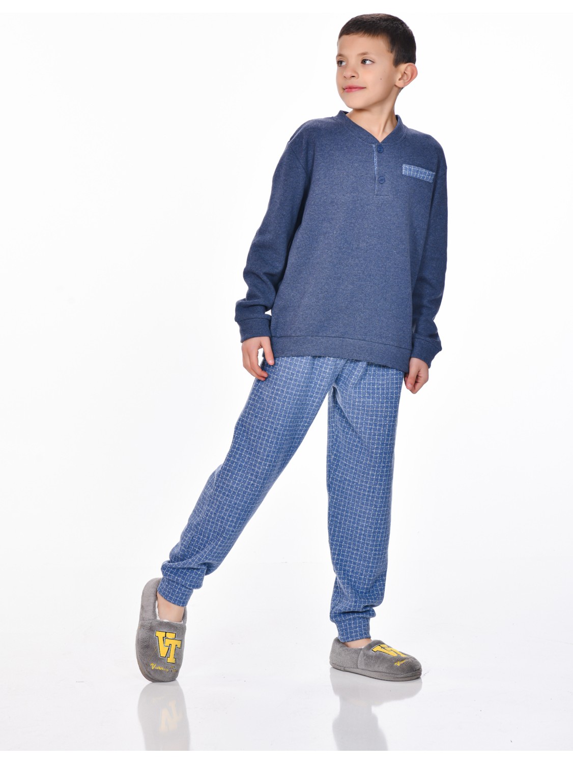 Moon Cover Mooncover Erkek Kışlık Pamuklu Göğüs Cebi Detaylı Pijama Takımı, Baba-Oğul görsel 2