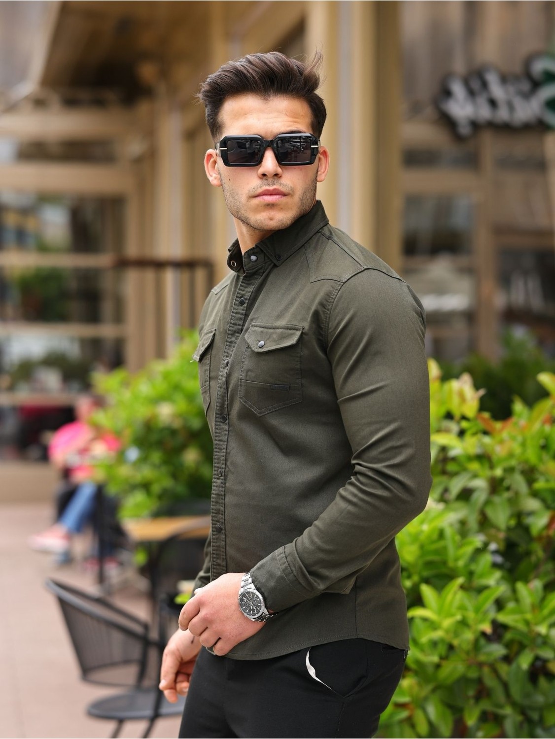 Comstar Erkek Slim Fit Çift Cepli Kot Gömlek