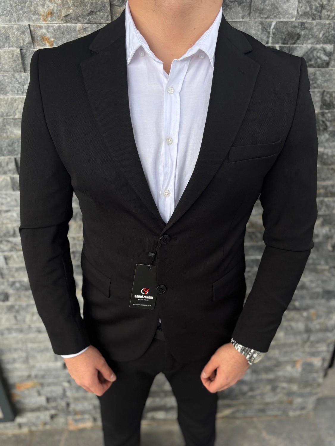 Sabri Zengin Erkek Çift Düğme Slim Fit Blazer Ceket