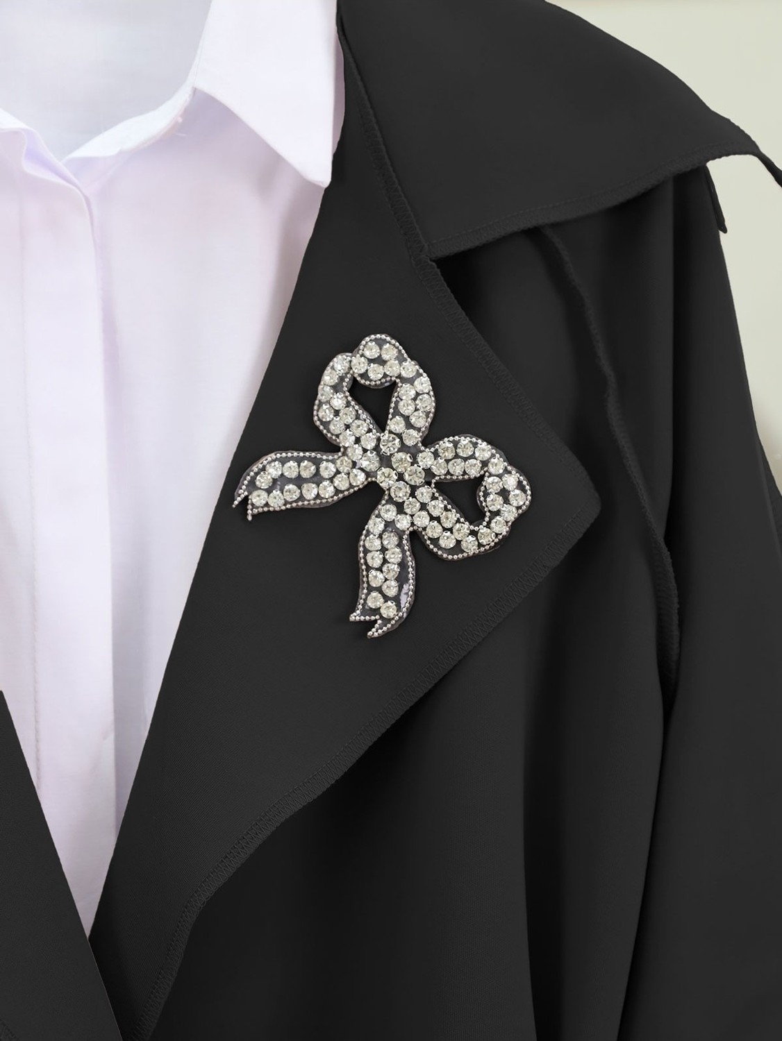 Moda Morfo Yakası Taş Armalı Kemerli Scuba Kimono -Siyah görsel 3