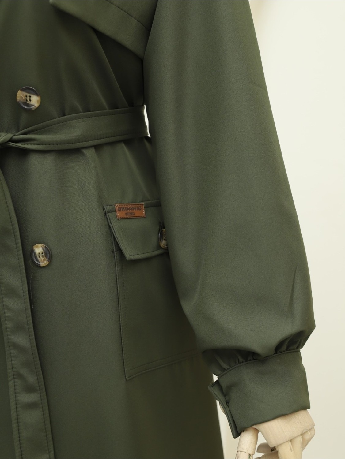 Moda Morfo Torba Cepli Bolero Detaylı Trençkot -Haki görsel 5