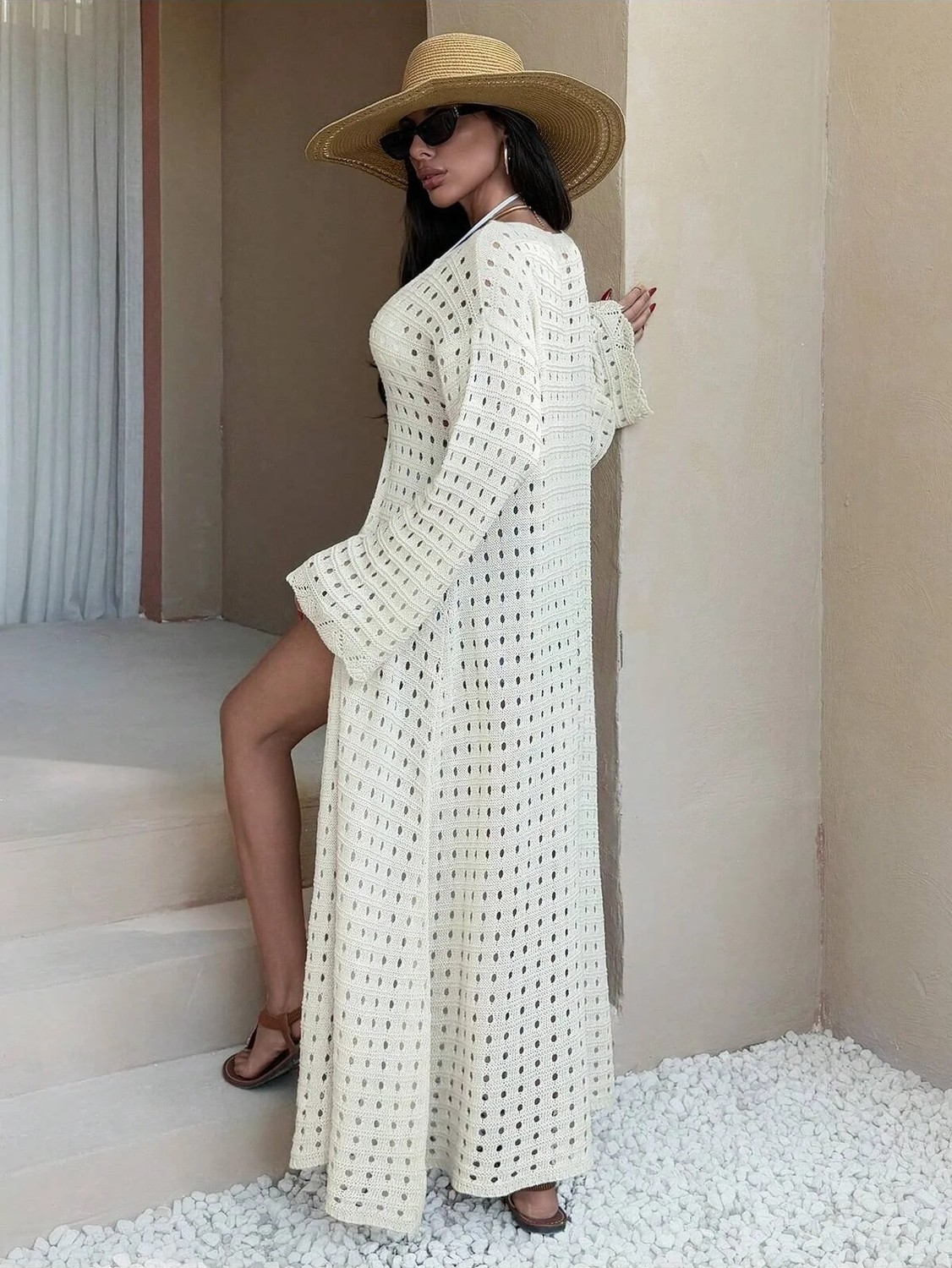 Luxetique Ajurlu Plaj Kimono Elbisesi görsel 2