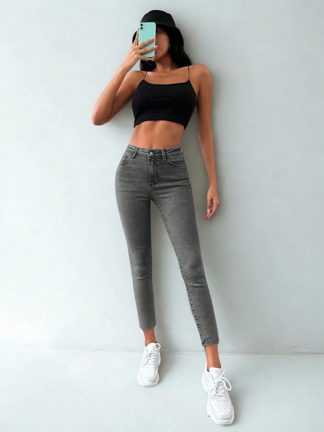 Polo State Kadın Skinny Fit Yüksek Bel Jeans Gri