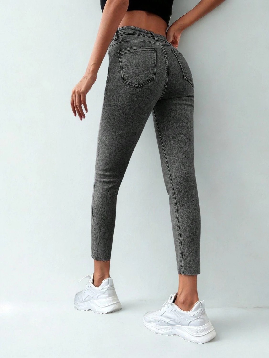 Polo State Kadın Skinny Fit Yüksek Bel Jeans Gri görsel 4