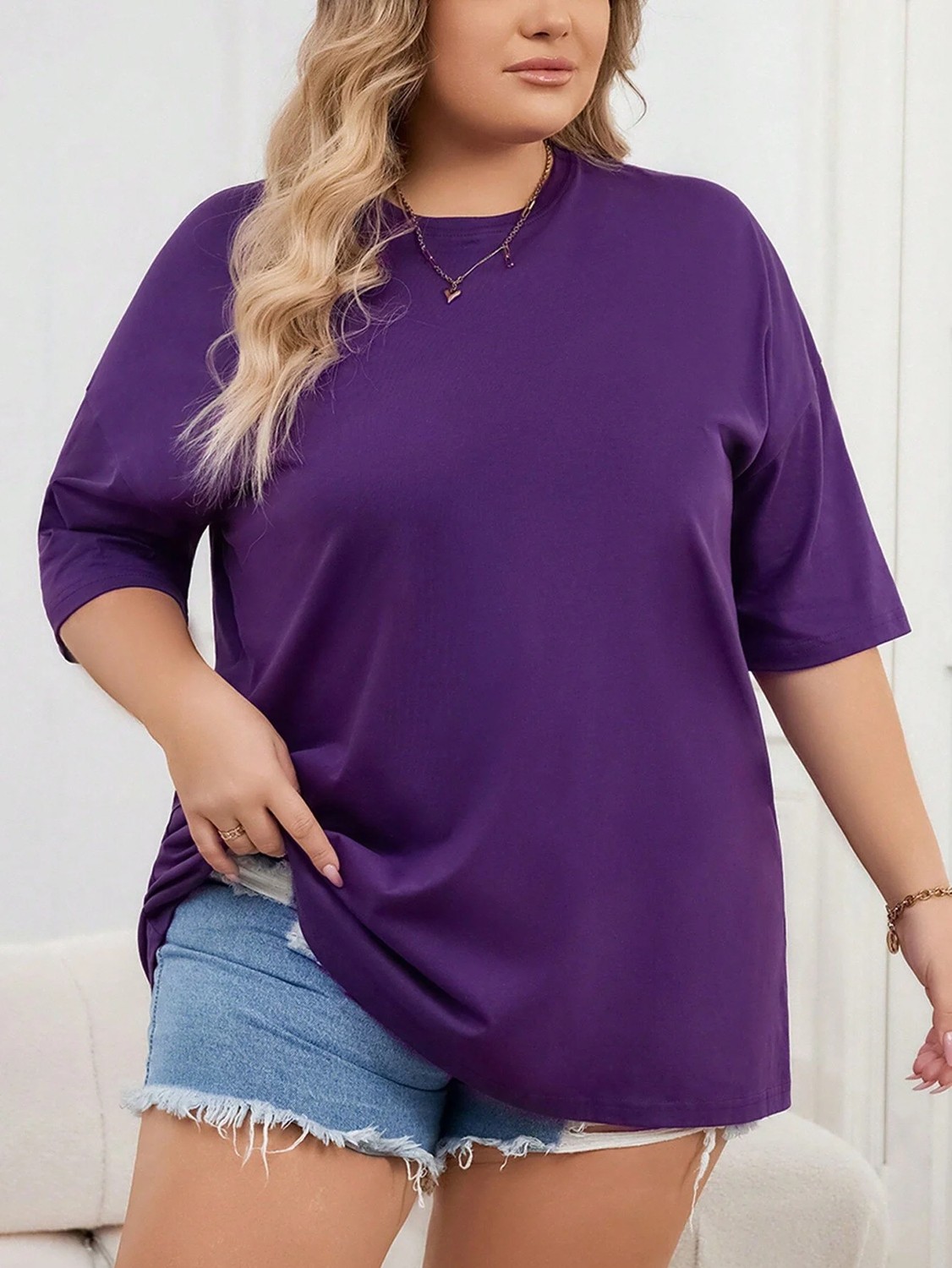 Mügerella Büyük Beden %100 Pamuk Oversize Kalıp Basic T-Shirt / Tişört