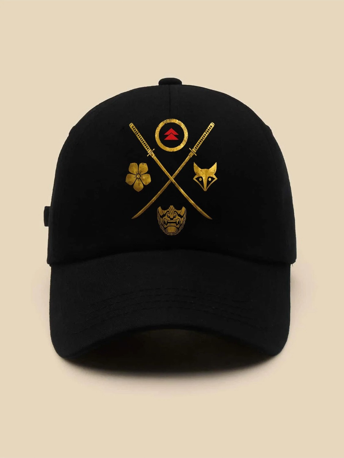 L'eivor Ghost Of Tsushima Baskılı Siyah Çıt Çıtlı Şapka görsel 2