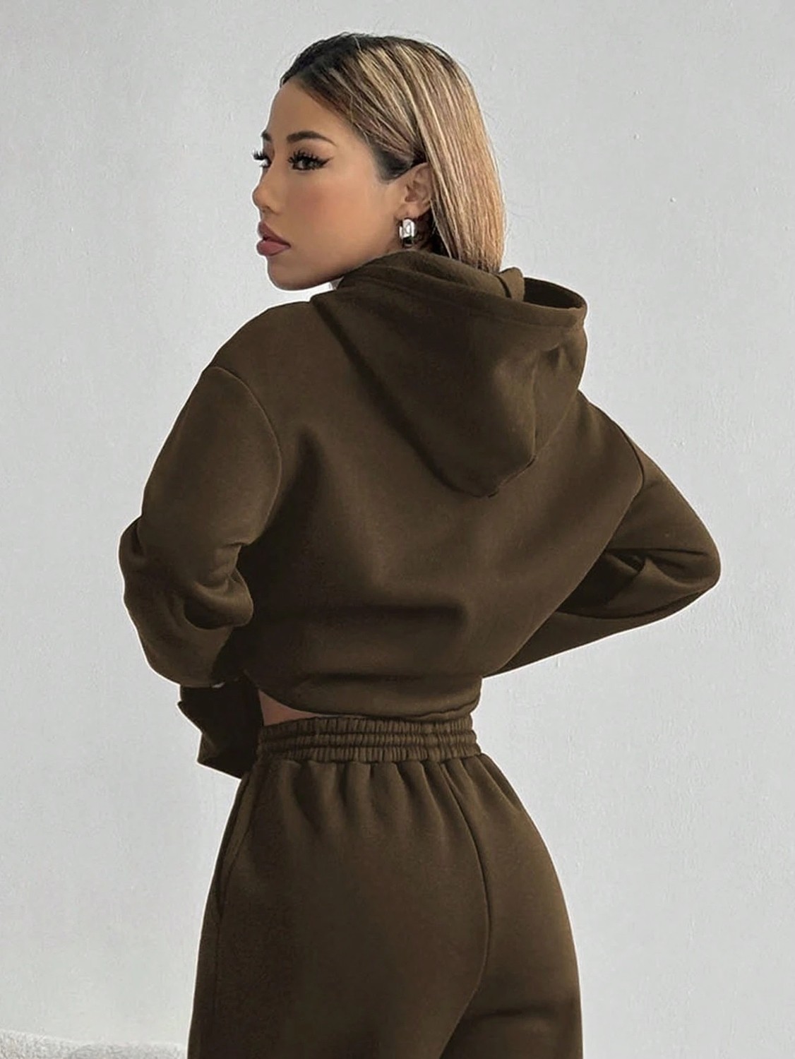Macklin Unisex Kadın Erkek Healty For Yazı Baskılı Oversize 3 Iplik Kapüşonlu Hoodie ve Baggy Eşofman Altı görsel 7