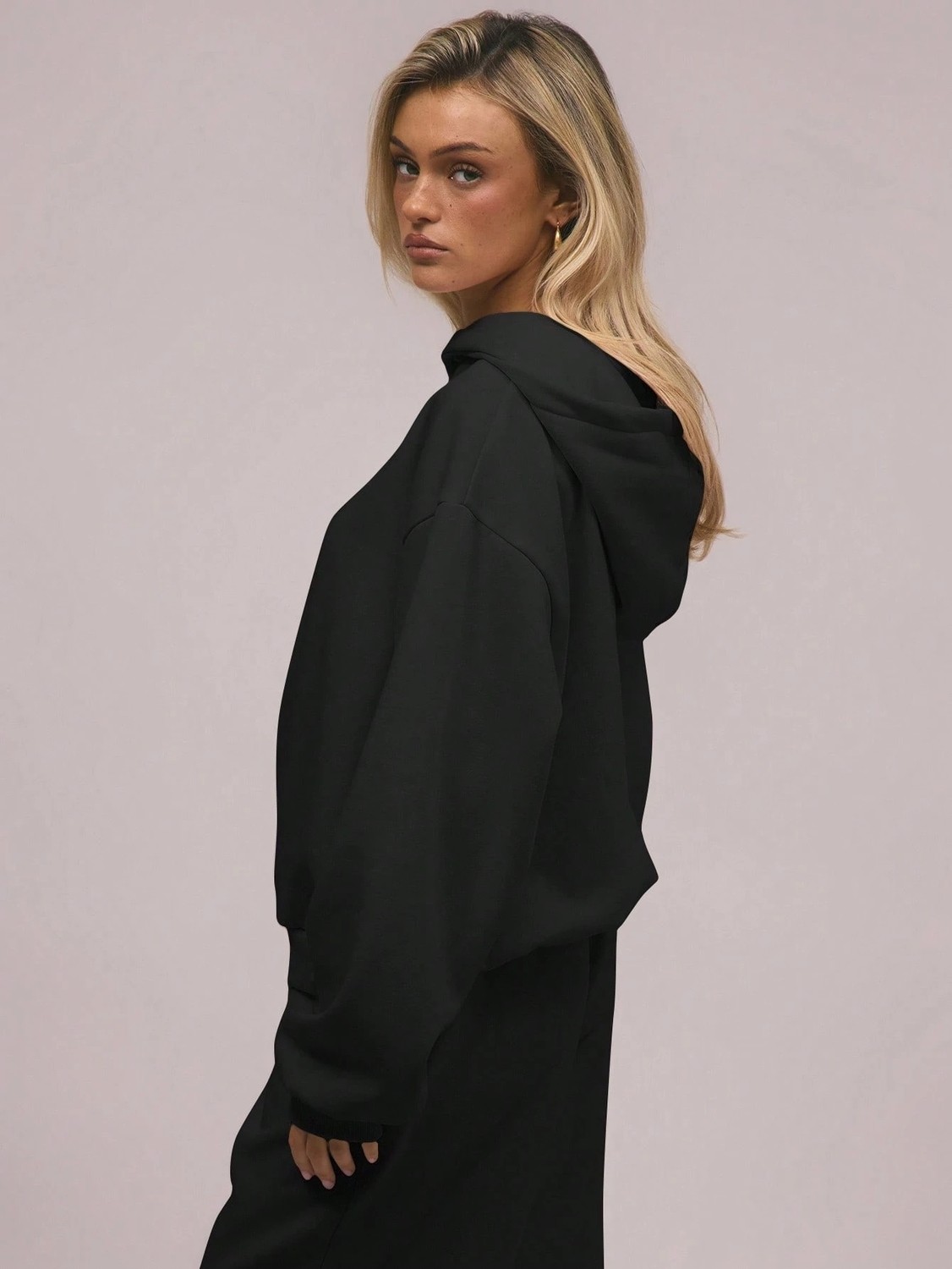 Macklin Unisex Kadın Erkek Macklin Sport Minimal Yazı Baskılı Oversize 3 Iplik Kapüşonlu Sweatshirt ve Baggy Eşofman Altı görsel 6