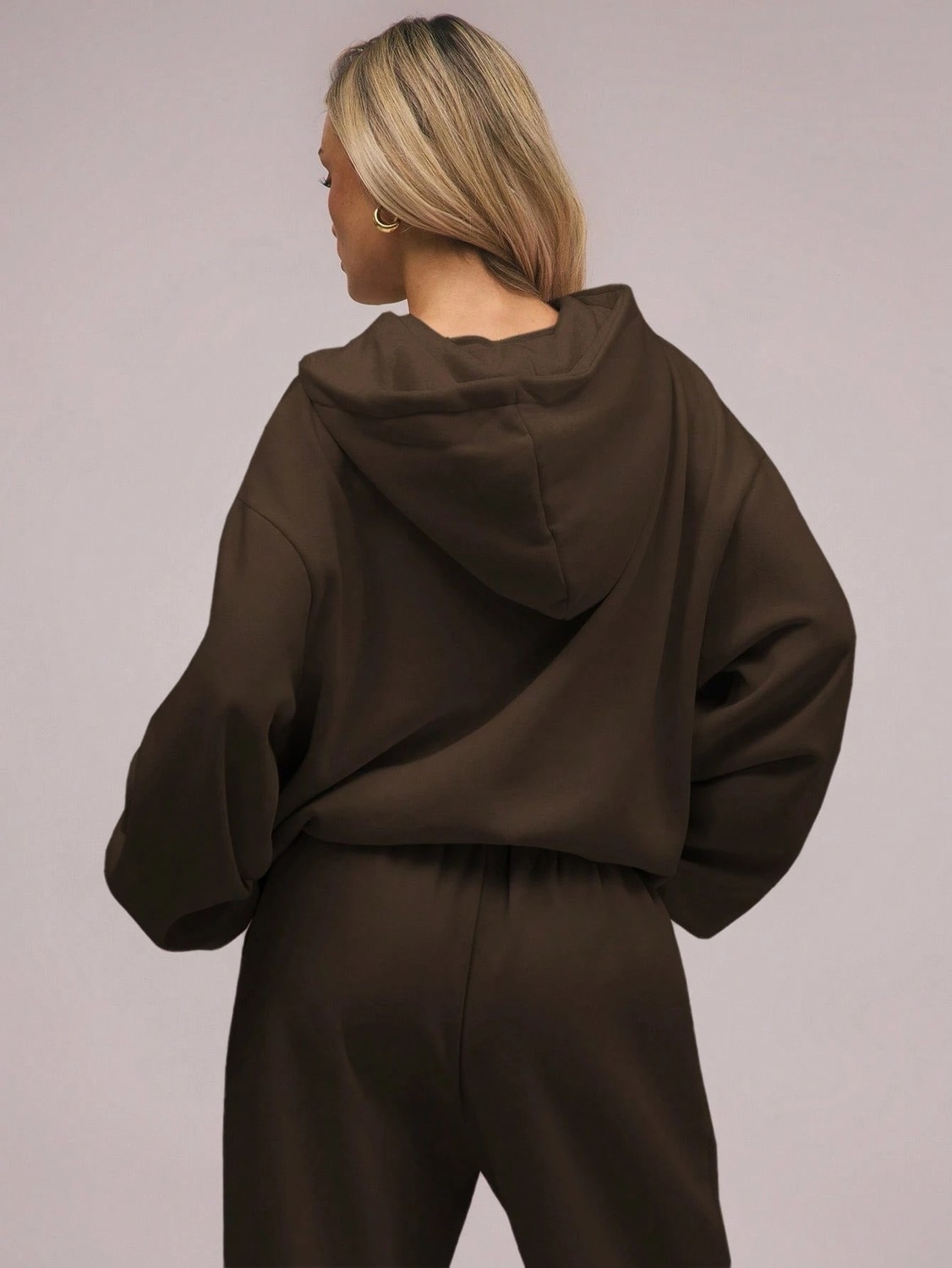 Macklin Unisex Kadın Erkek Baskısız Sportif Oversize 3 Iplik Kapüşonlu Hoodie ve Baggy Eşofman Takımı görsel 7