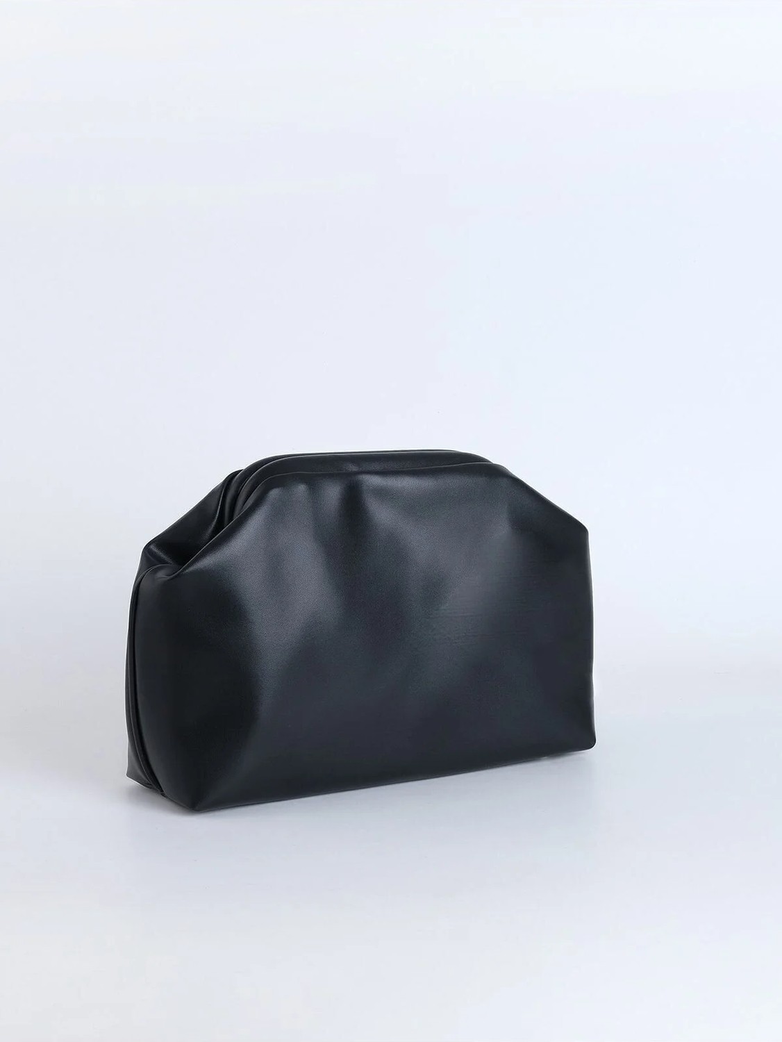 Heybes Kadın Siyah Vegan Deri Clutch El Çantası