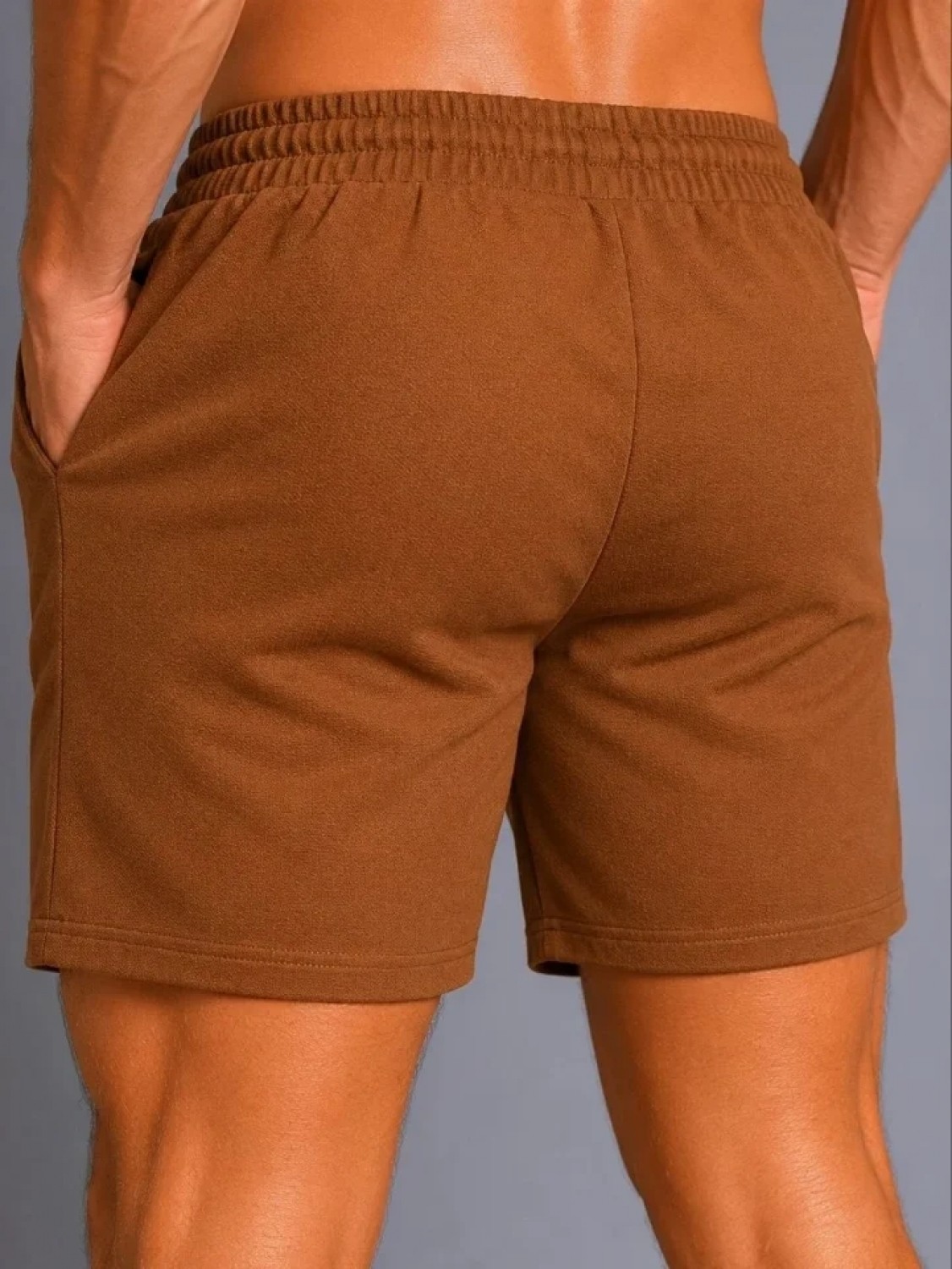 Pileli Store Erkek Dokuma Kumaş Cepli Bağcıklı Regular Fit Yazlık Şort - Kahverengi görsel 3