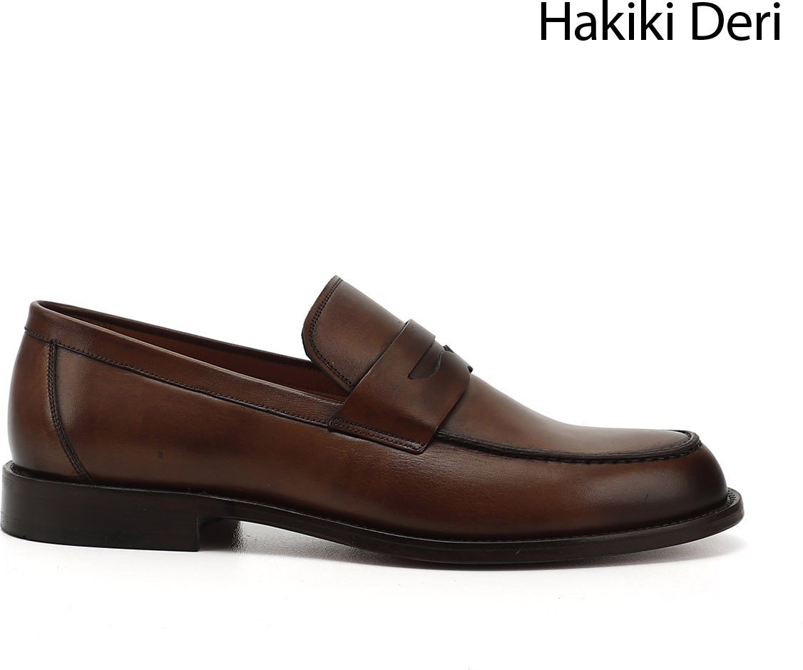 Gönderi(r) Erkek Siyah Kösele Taban Hakiki Deri Loafer Ayakkabı