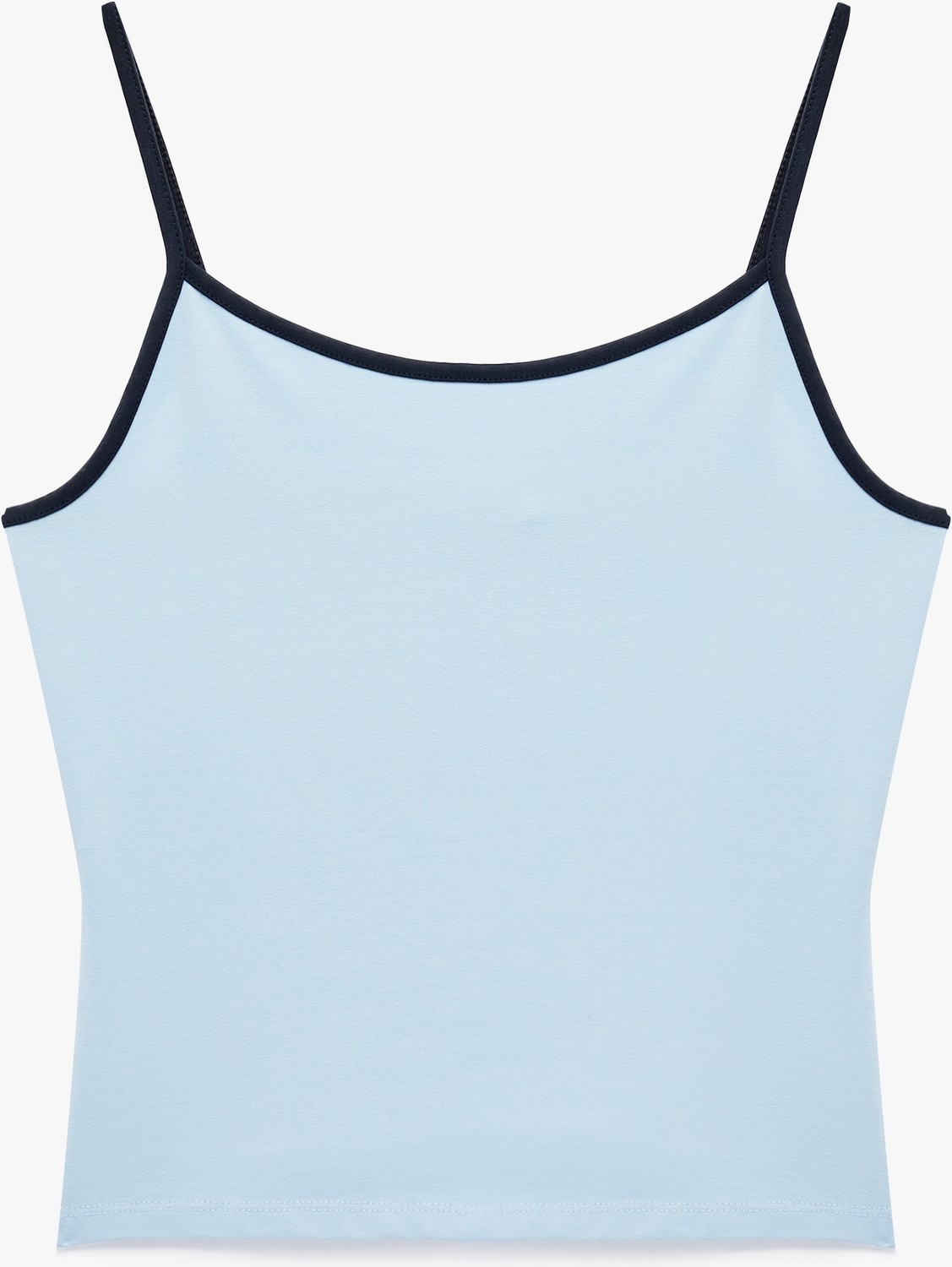 Koton Pamuklu Renk Kontrastlı Slim Fit U Yaka Askılı Bluz görsel 4
