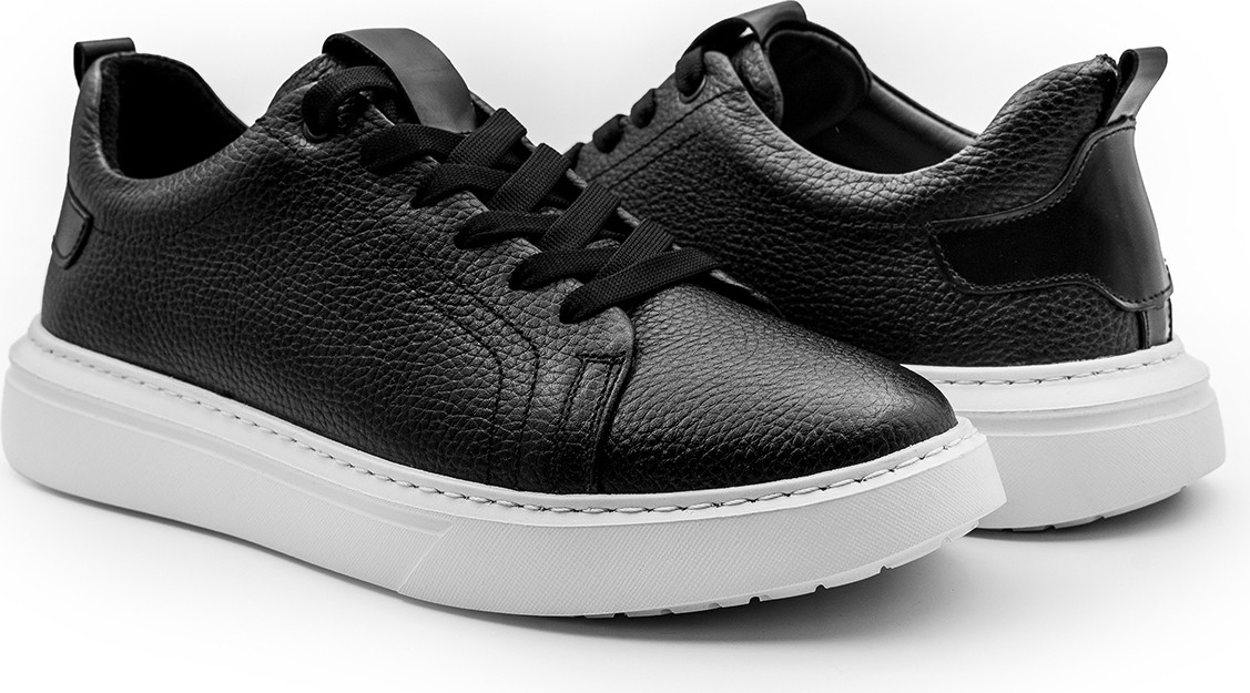 Siyah 100%Hakiki Deri Erkek Spor Sneaker Ortopedik Tabanlı VT27 görsel 3