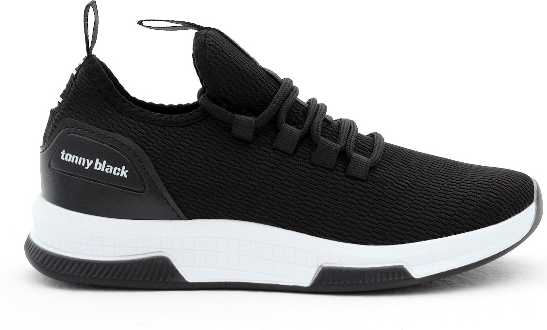 Tonny Black Unisex Siyah Beyaz Nefes Alabilen Kumaş Poli Taban Bağcıklı Spor Ayakkabı Düz Taban görsel 4