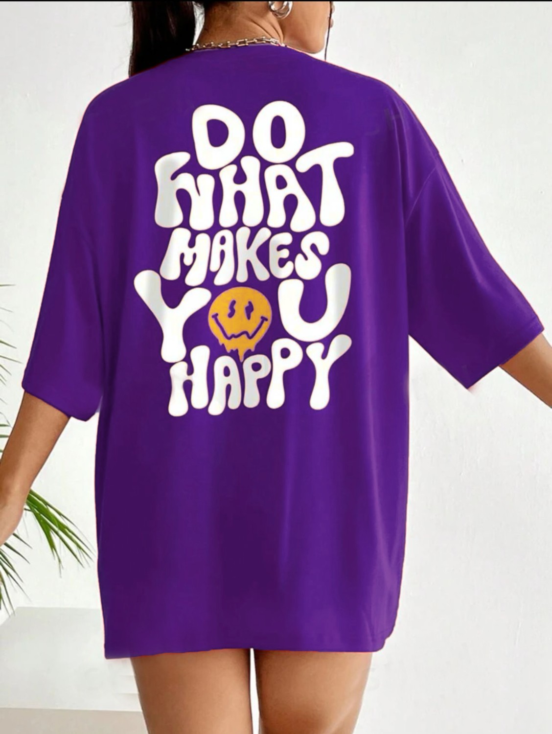 Medinenur Do What Makes You Happy Baskılı Kadın T-Shirt görsel 4