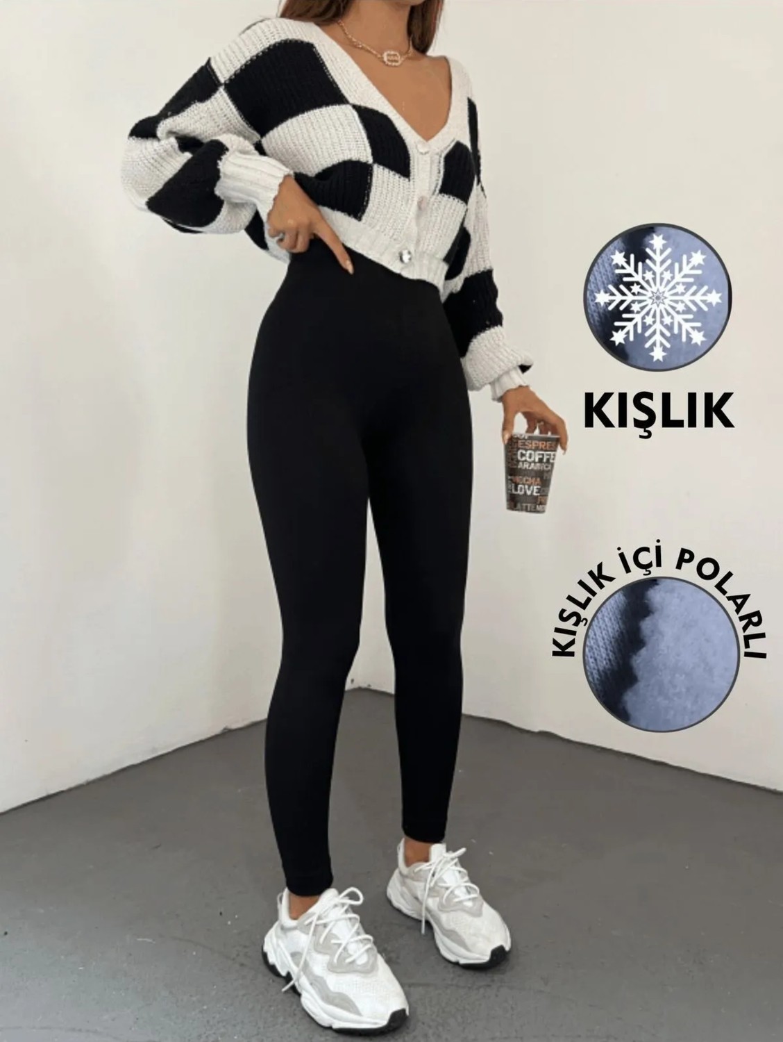 Balta Collection Kadın Siyah Kışlık Içi Polarlı Yüksek Bel Toparlayıcı Korseli Interlok Çelik Örme Tayt Iç Göstermez görsel 6