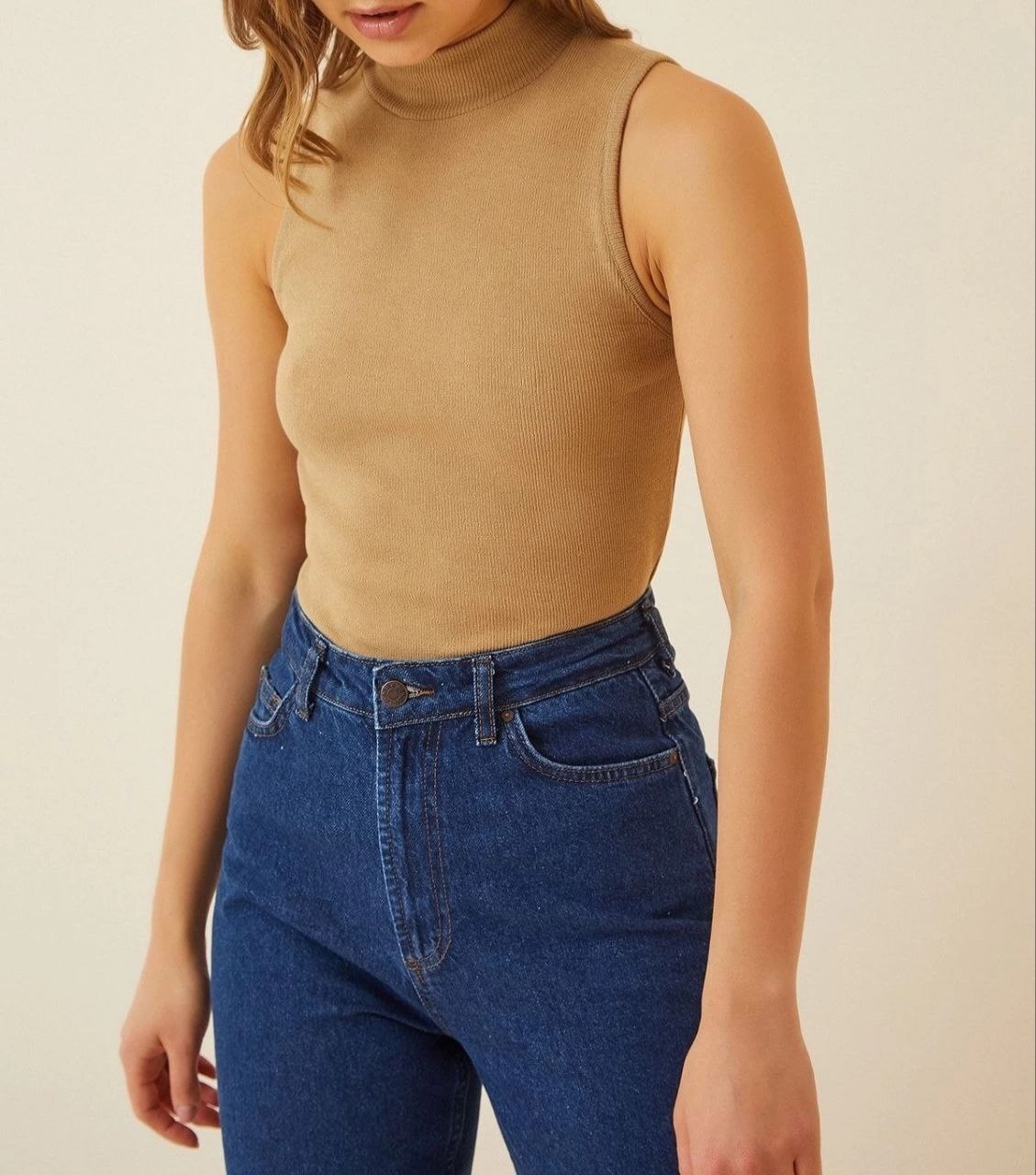 Tarz Yeri Kadın Full Likralı Fitilli Kaşkorse Body - Camel görsel 5