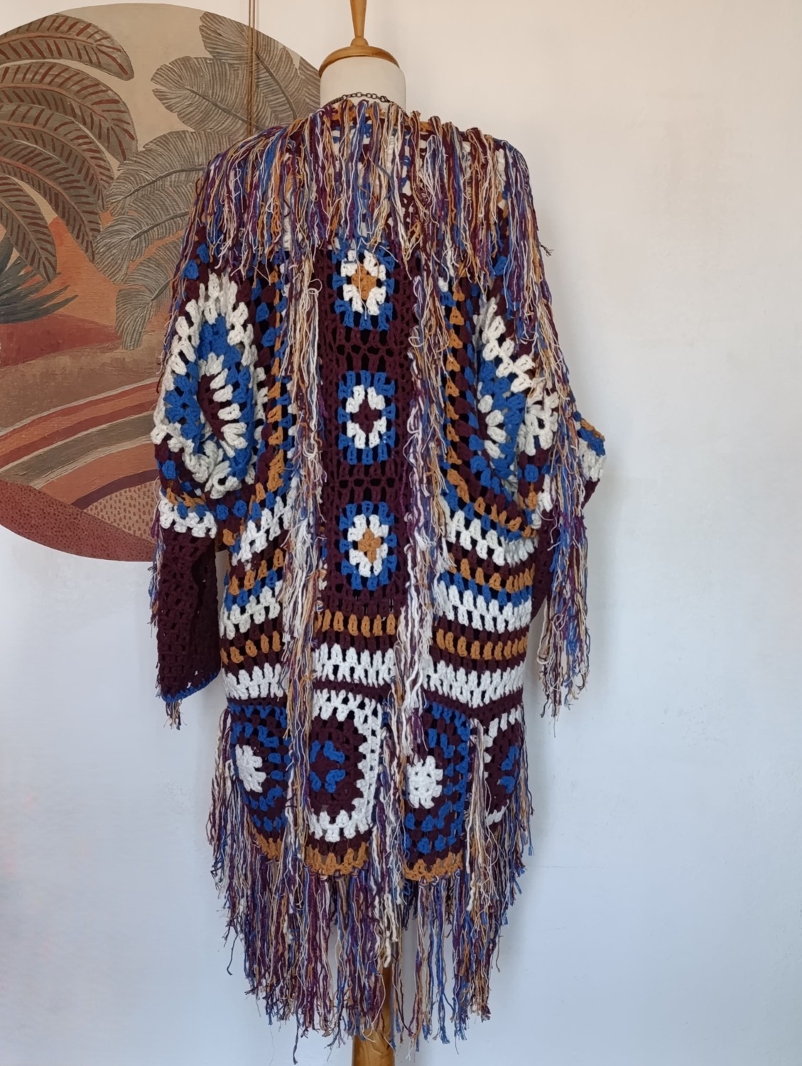 Hippy Butik Hippybutik Çok Renkli Hippy Tarzı Tığ Dokuma Elişi Tasarım Püsküllü Hırka Astarsız Ceket /hırka görsel 5
