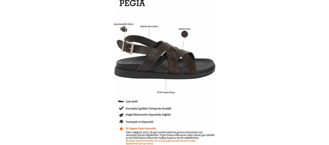 Pegia Deri Çapraz Bantlı Erkek Sandalet 215036 Siyah görsel 2