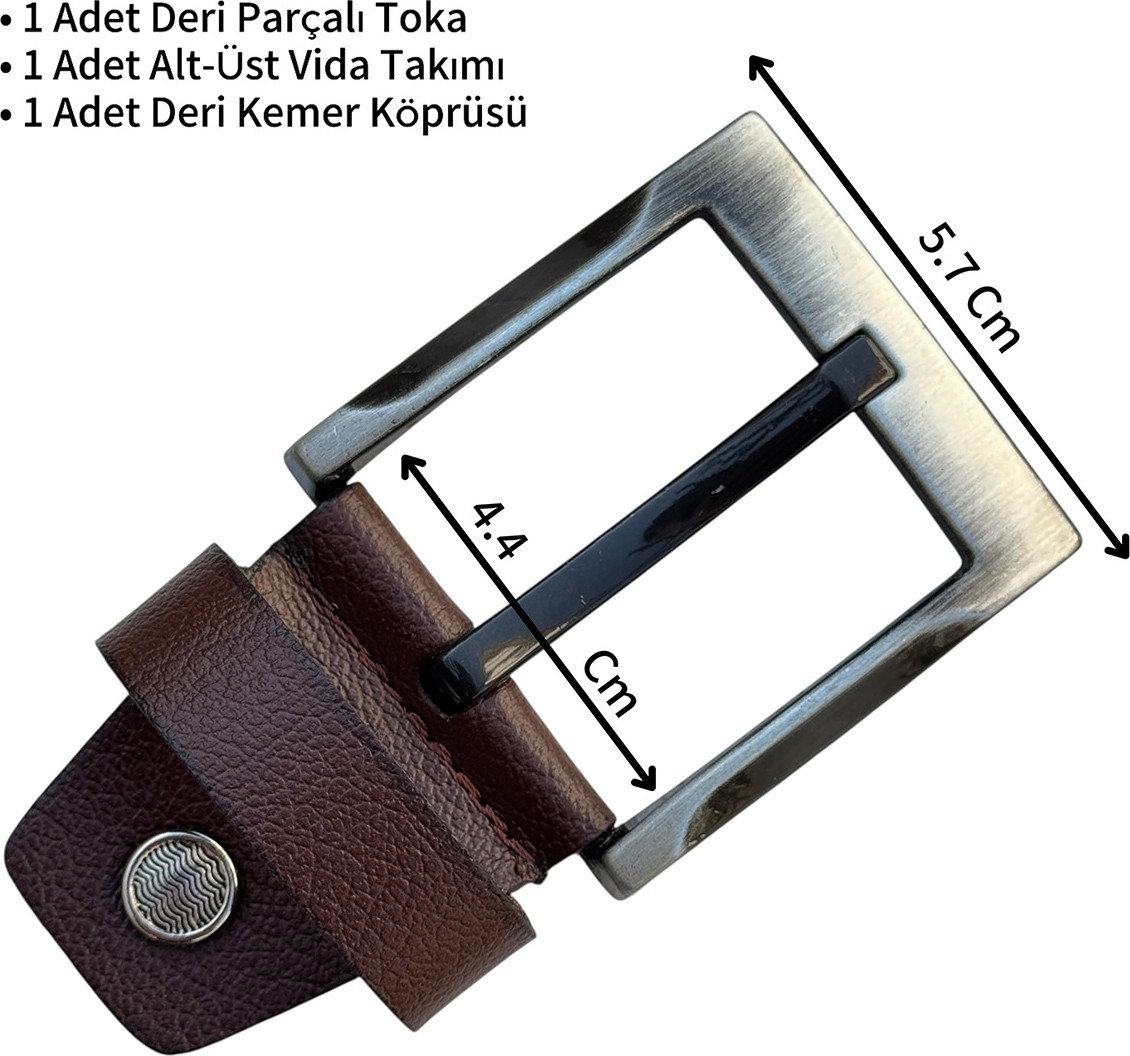 Süzer Deri 4.5 Cm. Yedek Kemer Tokası Vidalı Deri Taba görsel 7
