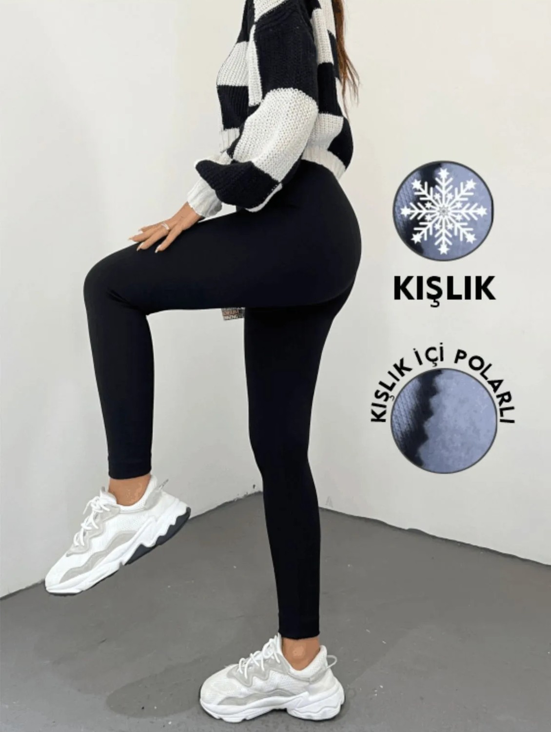Balta Collection Kadın Siyah Kışlık Içi Polarlı Yüksek Bel Toparlayıcı Korseli Interlok Çelik Örme Tayt Iç Göstermez görsel 7