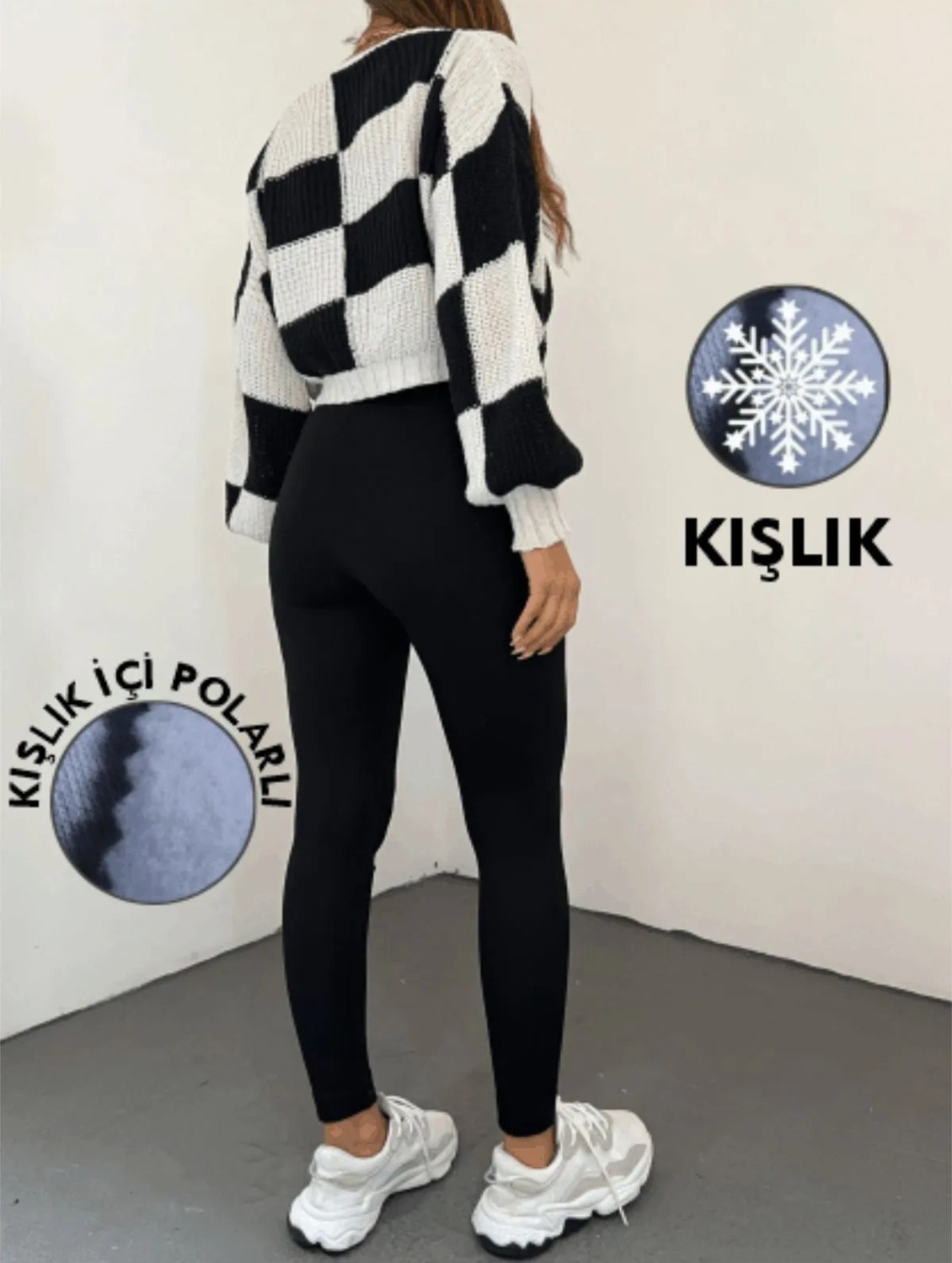 Balta Collection Kadın Siyah Kışlık Içi Polarlı Yüksek Bel Toparlayıcı Korseli Interlok Çelik Örme Tayt Iç Göstermez görsel 8
