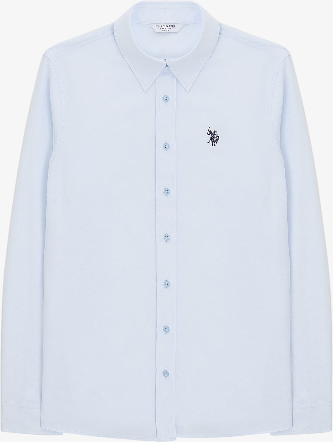 U.S. Polo Assn. Kadın Açık Mavi Uzun Kollu Basic Gömlek 50324791-VR003 görsel 6