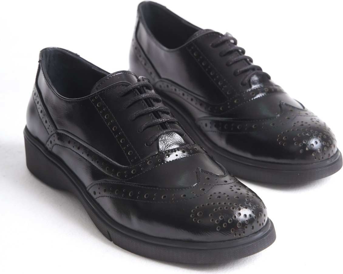 Özse Shoes Kadın Siyah Cilt Hakiki Doğal Deri Oxford Ayakkabı görsel 8