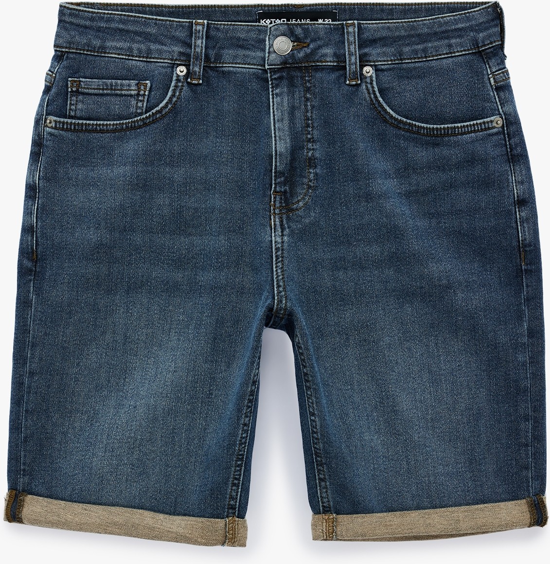 Koton Normal Bel Pamuklu Bermuda Slim Fit Jean Şort görsel 3