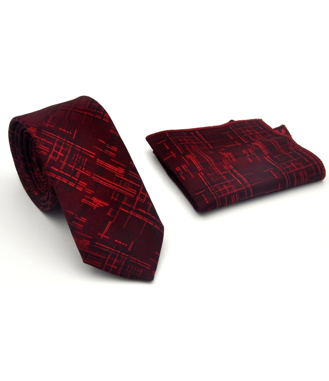 Gaffy Gri Kırcıl Desenli Lacivert Dokuma Kumaş Mendilli Slim Fit Kravat // SDK-2611-2 görsel 7
