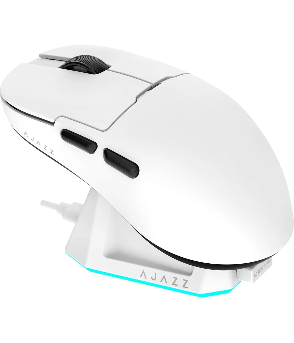 Resim Ajazz AJ159P Mc 3 Modlu 1000Hz 12.000 Dpı Manyetik Şarj Istasyonlu Paw 3311 Optik Sensör Gaming Mouse (Beyaz) 
