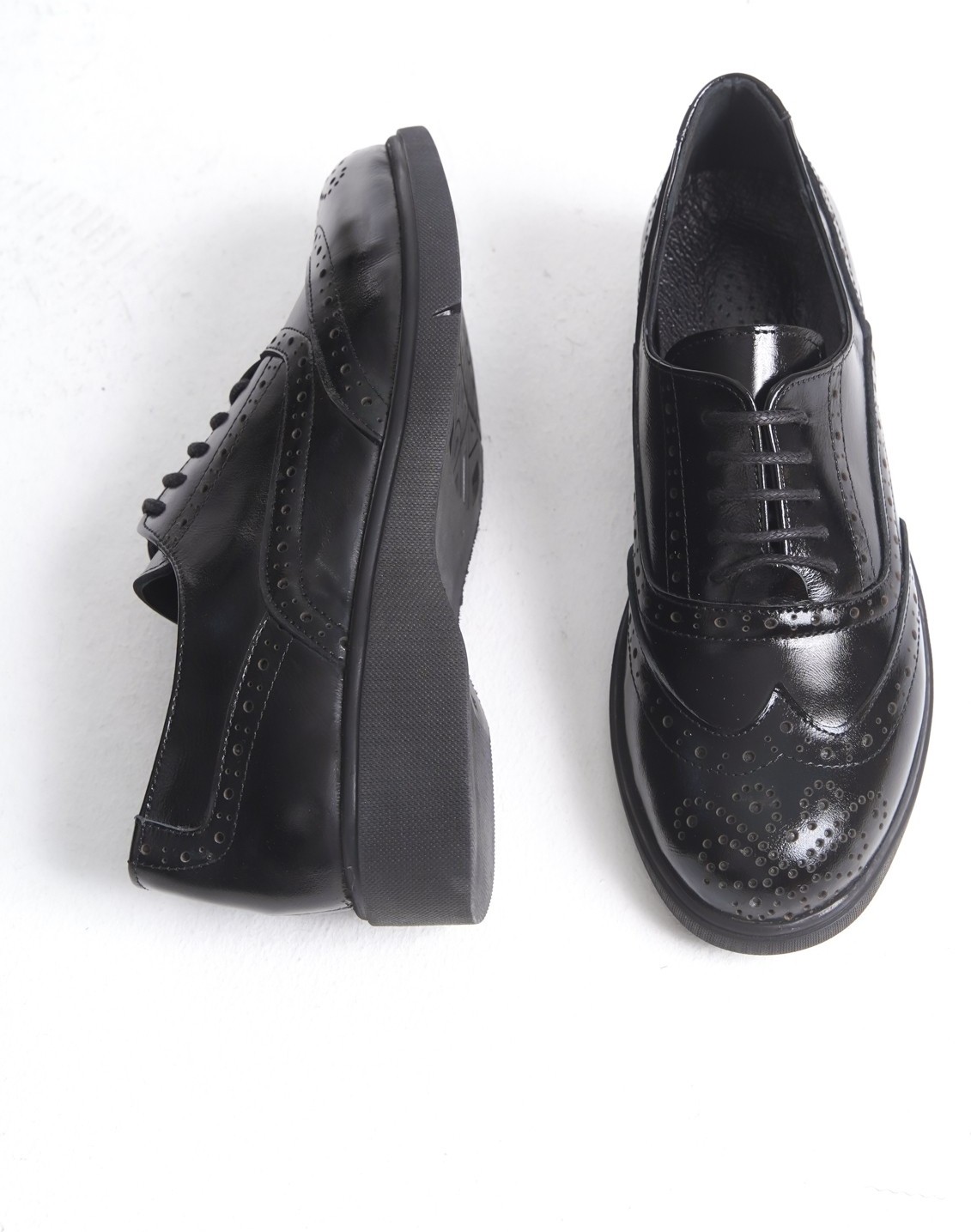 Özse Shoes Kadın Siyah Cilt Hakiki Doğal Deri Oxford Ayakkabı görsel 6