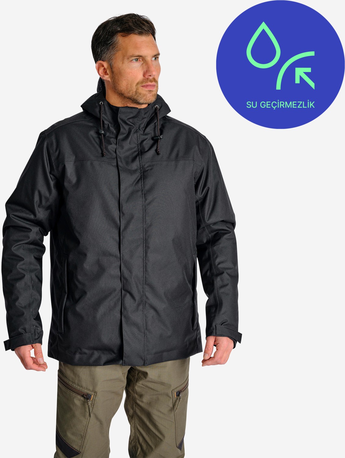Decathlon Solognac Erkek Su Geçirmez Kışlık Mont -10 °C - Siyah - Avcılık ve Doğa Gözlemi - 100 görsel 2