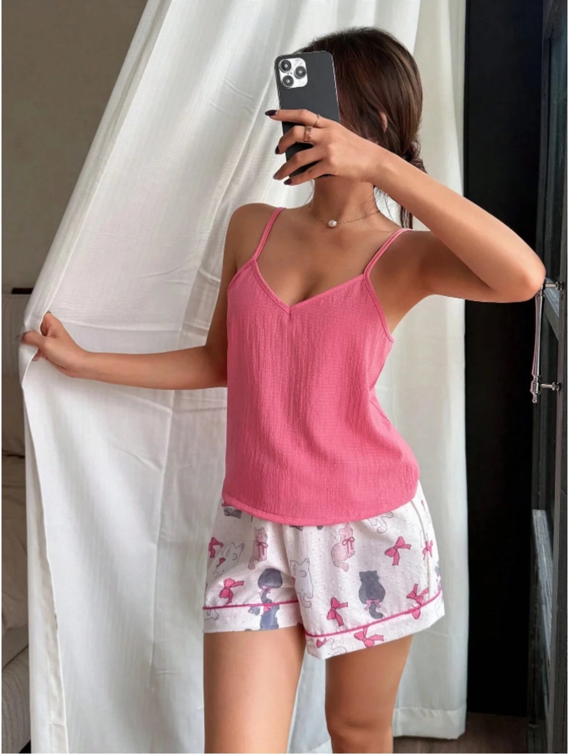 Bella Notte Kadın Ip Askılı Şortlu Yazlık Pijama Takımı görsel 2